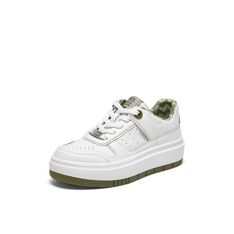 millie's妙丽牛皮拼接厚底板鞋休闲百搭运动小白鞋女款39161AM4