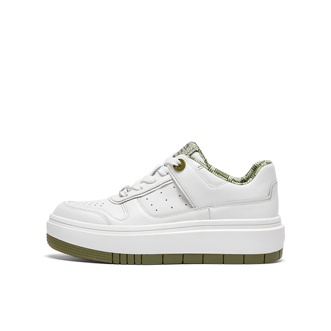 millie's妙丽牛皮拼接厚底板鞋休闲百搭运动小白鞋女款39161AM4