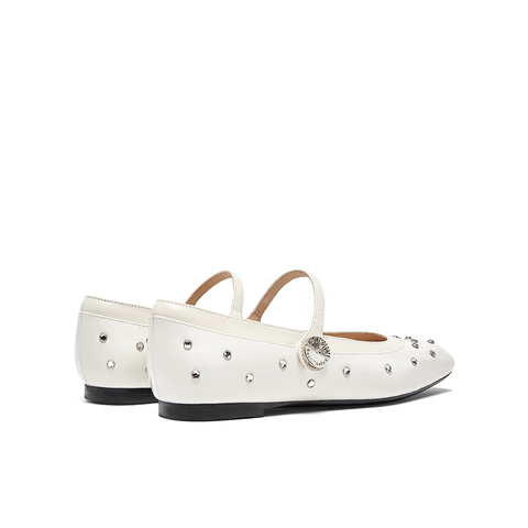 millie's妙丽2024春季真皮镶钻粗跟方头法式玛丽珍鞋女LAA06AQ4