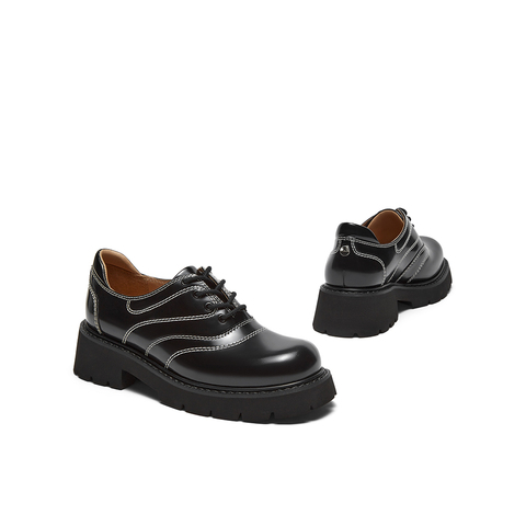 millie's妙丽2024秋季上班通勤舒适圆头德比鞋单鞋女LDQ03CA4