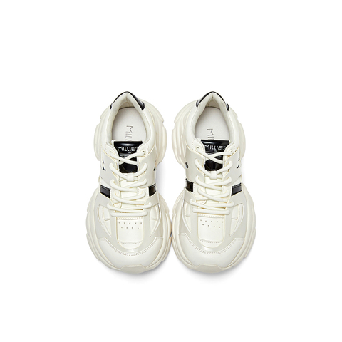 millie's妙丽2024年秋季皮面拼色厚底运动老爹休闲鞋20793CM4