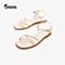 15mins凉鞋2020夏新款商场同款简约细条带仙女时装平底鞋C5Z1DBL0
