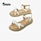 15mins仙女风平底鞋2020夏新款商场同款坡跟蝴蝶结凉鞋女UG805BL0