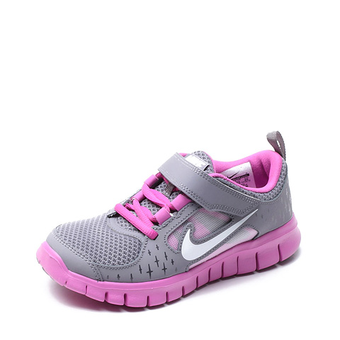 NIKE耐克童鞋冬季FREE RUN紫色女小童网布跑步鞋512100-005