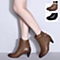 Senda/森达年冬季棕色蜡牛皮女低靴4NG43DD4通勤时尚高跟