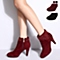 Senda/森达冬季枣红色羊绒女低靴T0868DD4水晶时尚高跟女鞋
