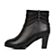 Senda/森达冬季黑色牛皮女低靴(绒里)47765DD4时尚女鞋高跟鞋