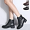 Senda/森达冬季黑色牛皮女低靴01211DD4休闲英伦时尚短筒女鞋