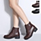 Senda/森达冬季啡色牛皮女低靴01211DD4休闲英伦时尚短筒女鞋