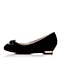 SENDA/森达黑色羊绒皮41280AQ4女皮鞋春季坡跟时尚通勤上班女鞋