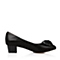 SENDA/森达黑色羊皮221-1AQ4女单鞋春季粗跟时尚通勤上班女鞋