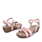 SENDA/森达粉色小牛皮女凉鞋夏季舒适休闲小坡跟妈妈鞋4GC60BL4