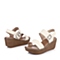 SENDA/森达米白色牛皮45568BL4女皮凉鞋夏季简单舒适休闲高跟坡跟凉鞋