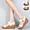 SENDA/森达米白色牛皮45568BL4女皮凉鞋夏季简单舒适休闲高跟坡跟凉鞋
