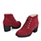 Senda/森达酒红色牛绒女低靴秋季T9007CD4舒适时尚女鞋