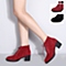Senda/森达酒红色牛绒女低靴秋季T9007CD4舒适时尚女鞋