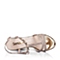 Senda/森达夏季专柜同款粉色砂布精致链子坡跟女凉鞋E3U03BL5