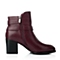 Senda/森达冬季专柜同款酒红色牛皮时尚女靴QX536DD5