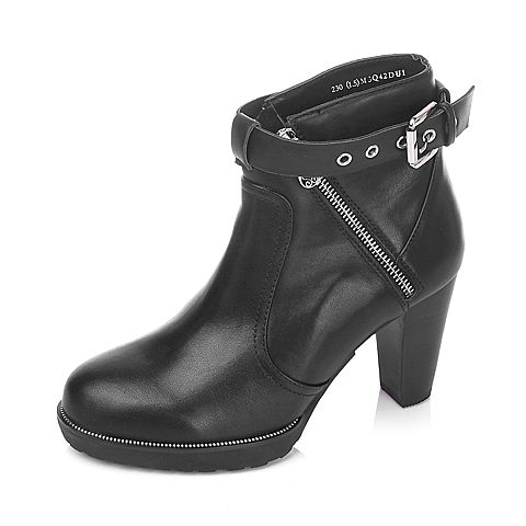 Senda/森达冬季专柜同款黑色牛皮女靴M3Q42DD5