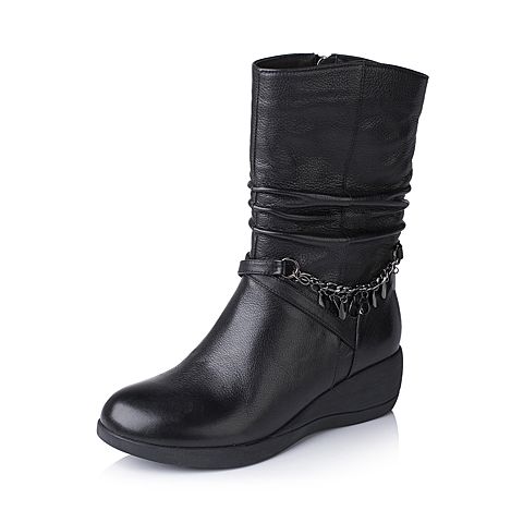 Senda/森达冬季专柜同款潮流舒适坡跟女中筒靴3PM22DZ5