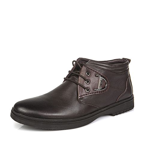 SENDA/森达冬季专柜同款棕色打蜡牛皮男皮靴（绒里）HB141DD5
