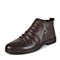 Senda/森达冬季专柜同款棕色打蜡牛皮男皮靴（毛里）HB143DD5