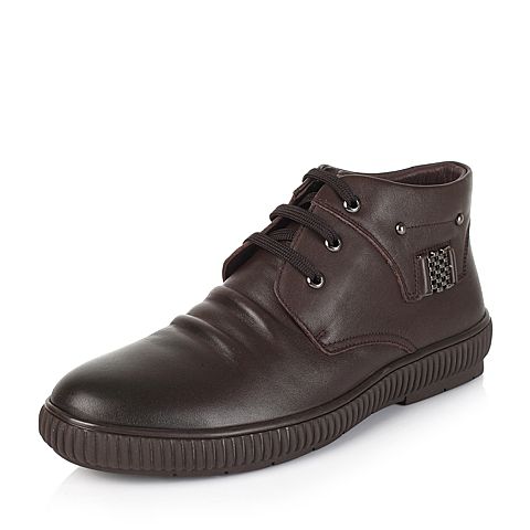 SENDA/森达冬季专柜同款棕色打蜡牛皮男皮靴(绒里)HC142DD5