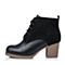 Senda/森达冬季专柜同款黑色牛皮/牛绒女靴3PN21DD5