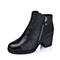 Senda/森达冬季专柜同款黑色蜡牛皮女靴(绒里)3E41RDD5