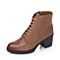 Senda/森达冬季专柜同款浅棕色蜡牛皮女靴（皮里）M3E43DD5