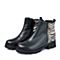 Senda/森达冬季专柜同款黑色软牛皮/白色马毛皮女靴M3N41DD5
