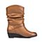 Senda/森达冬季专柜同款浅棕色蜡牛皮女靴（皮里）M3W61DZ5