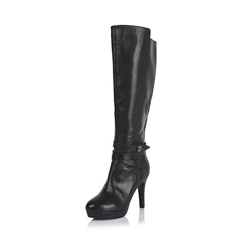 Senda/森达冬季专柜同款黑色牛皮女皮靴（皮里）3WH15DC5