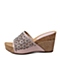 Senda/森达夏季专柜同款粉色布纹羊皮女拖鞋3SC20BT6 专柜1