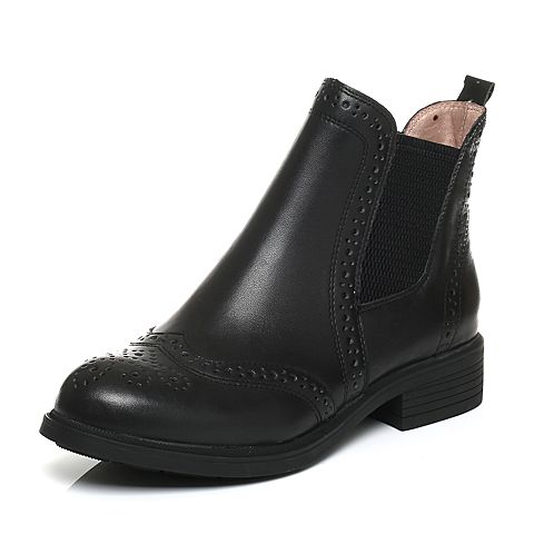 Senda/森达冬季专柜同款时尚舒适布洛克款式休闲女短靴3WS20DD6