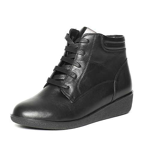 Senda/森达冬季专柜同款黑纹牛皮女靴N3R42DD6