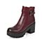 Senda/森达冬季专柜同款酒红色牛皮女短靴M3D46DD6