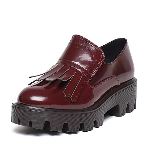 Senda/森达秋季专柜同款红色擦色牛皮女单鞋J3U32CM6