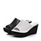 Senda/森达夏季专柜同款白软牛皮/白羊绒皮女凉拖鞋F3F01BT6