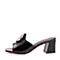Senda/森达夏季专柜同款时尚摩登大方粗跟女高跟拖鞋3QM12BT7