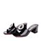 Senda/森达夏季专柜同款时尚摩登大方粗跟女高跟拖鞋3QM12BT7