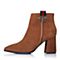 Senda/森达冬季新款专柜同款气质女短靴尖头粗高跟3GH05DD7