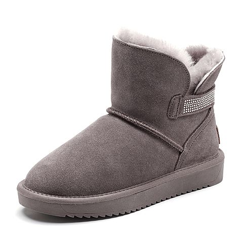 Senda/森达冬季新款专柜同款绒毛厚底女雪地皮靴VQU40DD8