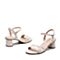 森达夏季新款专柜同款时尚一字带粗跟女凉鞋4JP01BL9