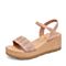 森达夏季新款专柜同款时尚休闲坡跟女凉鞋4KH01BL9