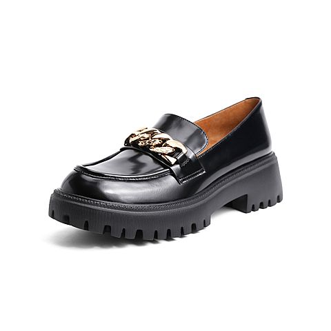森达2021春季新品商场同款英伦学院风休闲女乐福鞋单鞋VG526AM1
