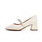 森达2021秋季新款商场同款气质玛丽珍珍珠粗跟女浅口单鞋3EJ01CQ1