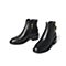 森达2021冬季新款商场同款时尚皮带扣简约粗跟女短皮靴4D940DD1