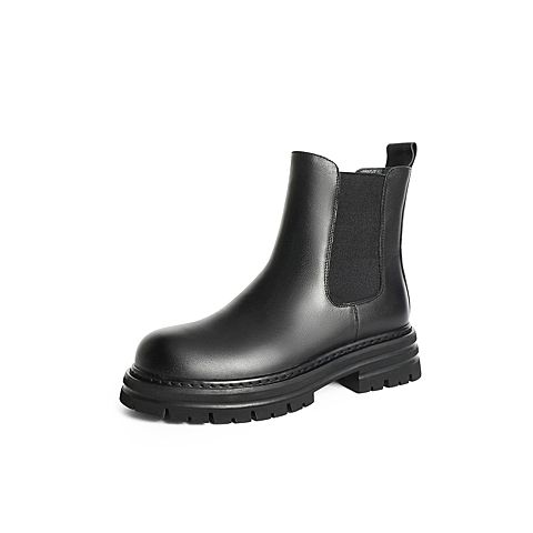 森达2021冬季新款时尚气气质户外休闲显瘦女切尔西短靴Z0907DD1