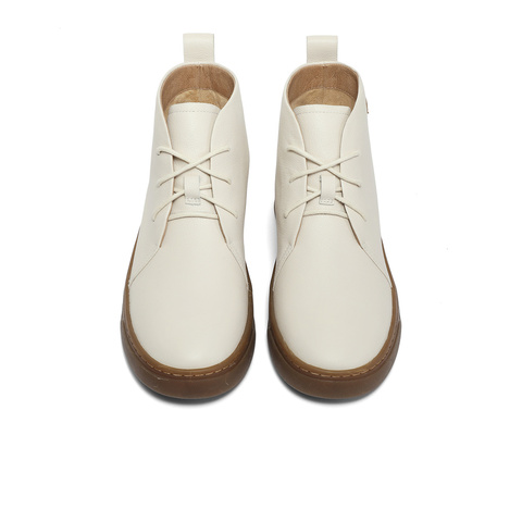 森达时尚皮短靴女2023冬新商场同款纯色软底高帮休闲靴STW01DD3